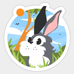 Rabbit Scene Forest Sticker